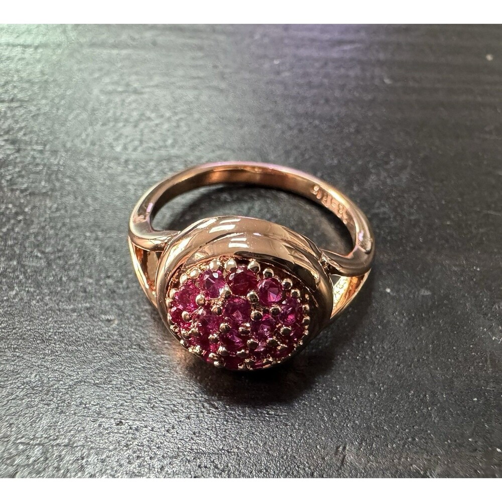 585 14K RG Stamped Rose Gold Cluster Pink Garnet Size 7 Ring